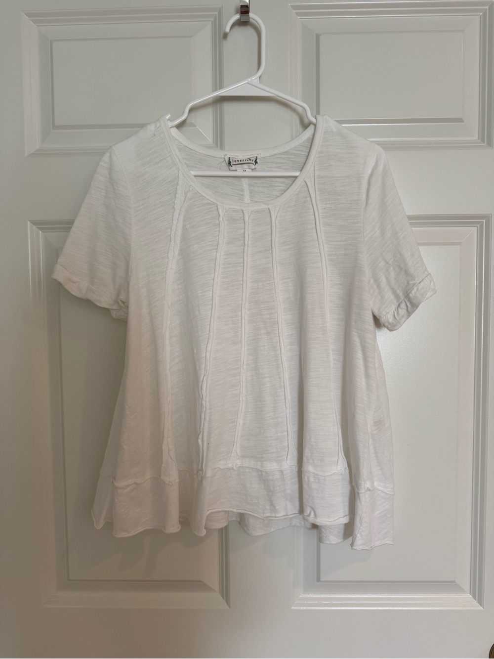 Love Riche White Short Sleeve Pintuck Swing Tunic